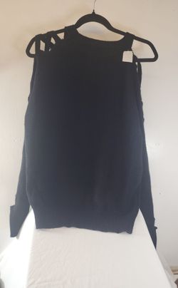 Black Knit Cold Shoulder Sweater