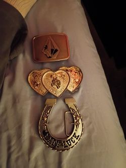 Silver belt buckles. $20 each or $50 for all 3