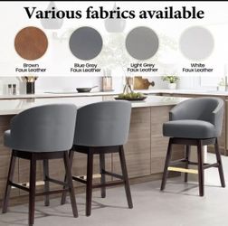  4 PCs 26.4"H Height Solid Wood Swivel Indoor BarStools Set of 4  - NavyBlue