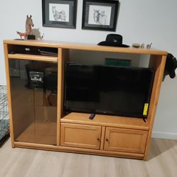 Solid Oak Entertainment Cabinet