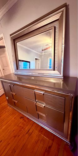 Mirror Trim Dresser and Mirror
