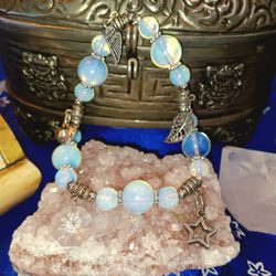 Bracelet moonstone charm bracelet german cut crystal Size large