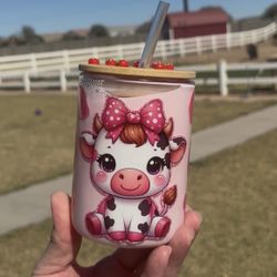 Strawberry Milk Cow Snow Globe Mug