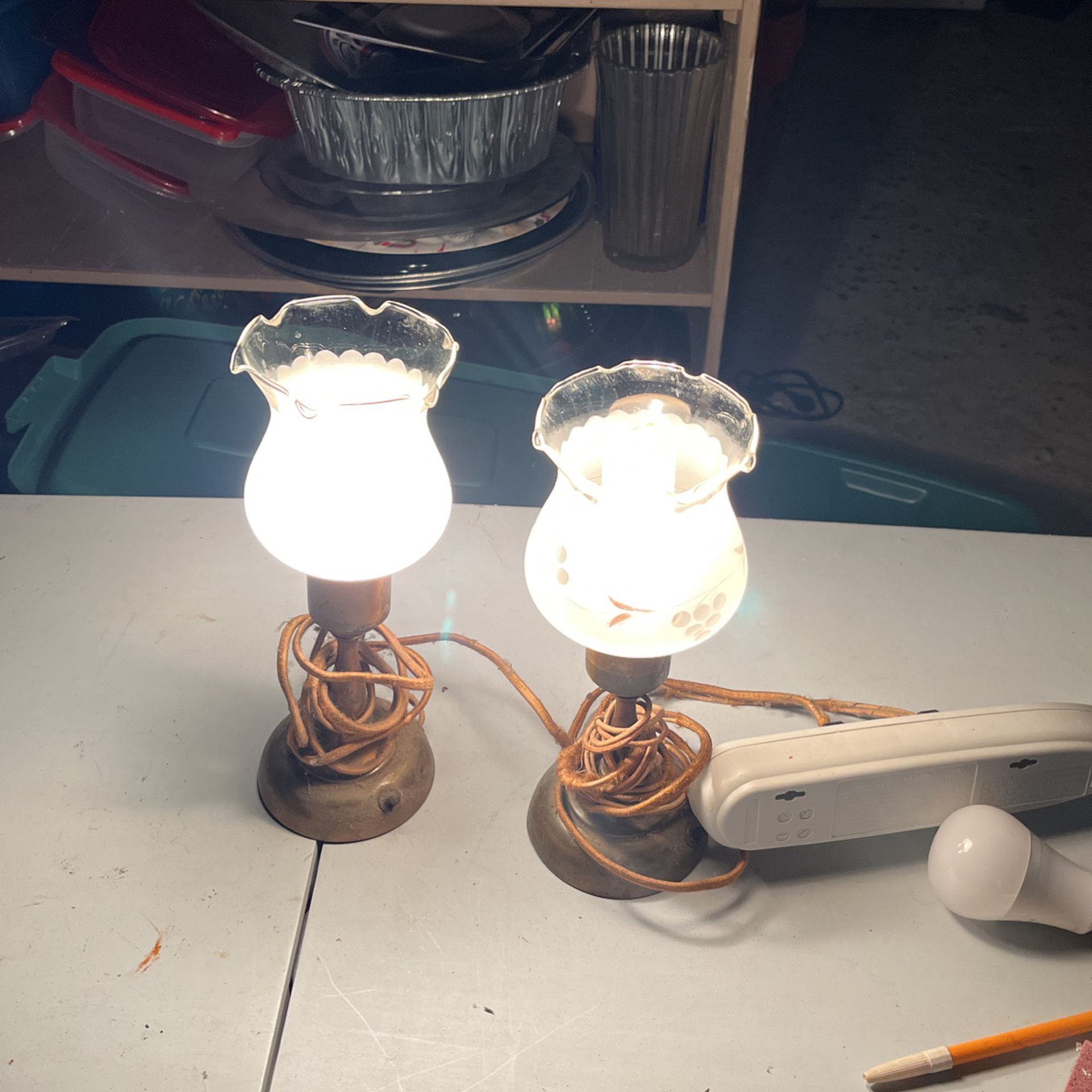 2 Antique Small Lamps 