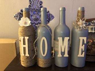 Rustic handmade wine bottle decor