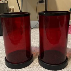 2 Big Red Candle Holders