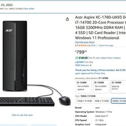 Acer Aspire Computer NEW