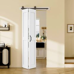 Bifold Barn Door 36'' x 84'',Bi-Fold Sliding Closet Doors with Hardware Kit Included,40'' Track Kit for 2 Doors,Waterproof, Pre-Drilled Holes Easy Ass