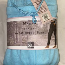 New Womens Ladies MAYFAIR Light Blue Sweatpants Sweat Jogger Pants Sz XL/XLarge. 