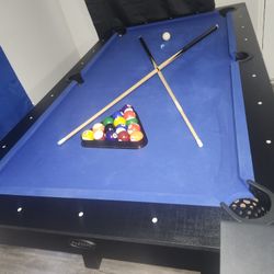 GoSport 7”ft Pool Table With Rustic Blue Black Wood 