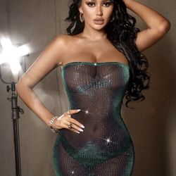 Removable Strap Glitter Tube Bodycon Dress Without Lingerie.