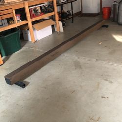 Balance beam, leather covered steel, gym quality. 12’ x 4”. Excellent condition