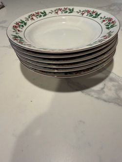 Christmas Holly Berry Soup Bowls Set of 6