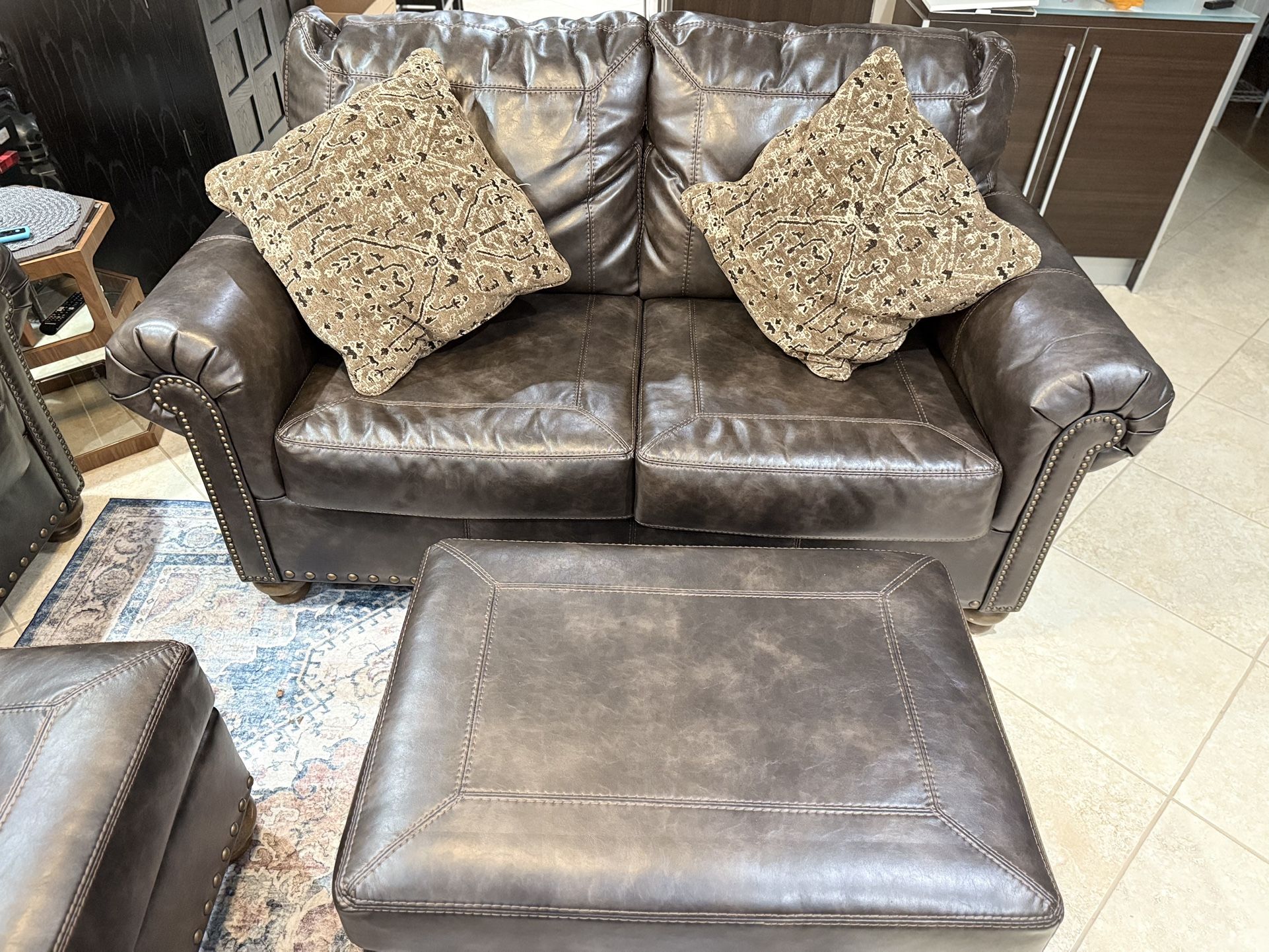 Ashley Loveseat And Ottoman, Great Conditions