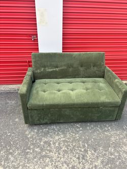 53" Corduroy 3-in-1 Convertible Loveseat Sofa Bed with Pull-Out Sleeper, Adjustable Backrest, USB &