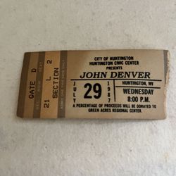 John Denver July 29, 1987 Concert Ticket, Huntington WV Civic Center 