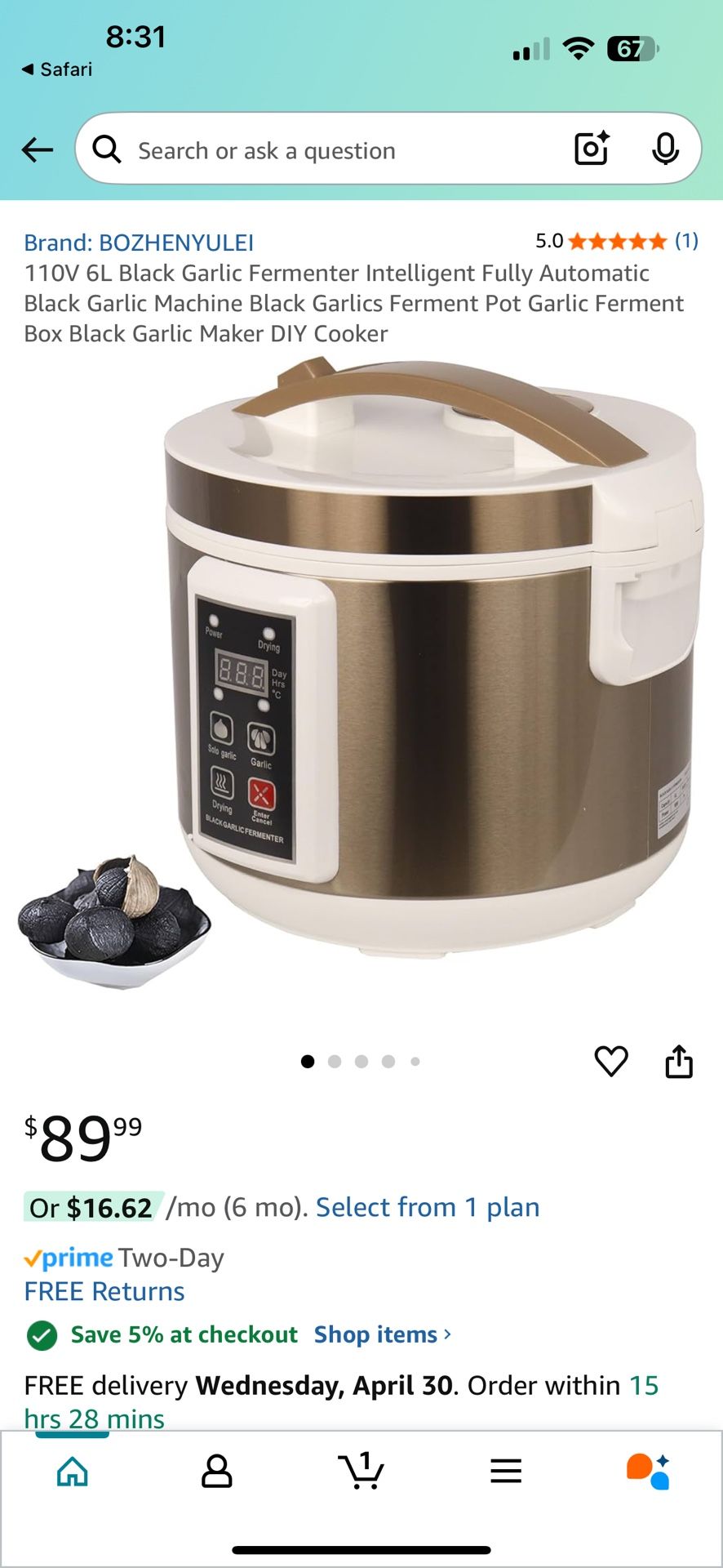 BRAND NEW IN UNOPENED BOX NEVER USED 110V 6L Black Garlic