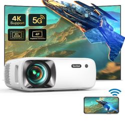 4K Ready Projector (1080P), 80 Inch Pull Down Screen, Projector Stand, Wall/Ceiling Mount Hardware