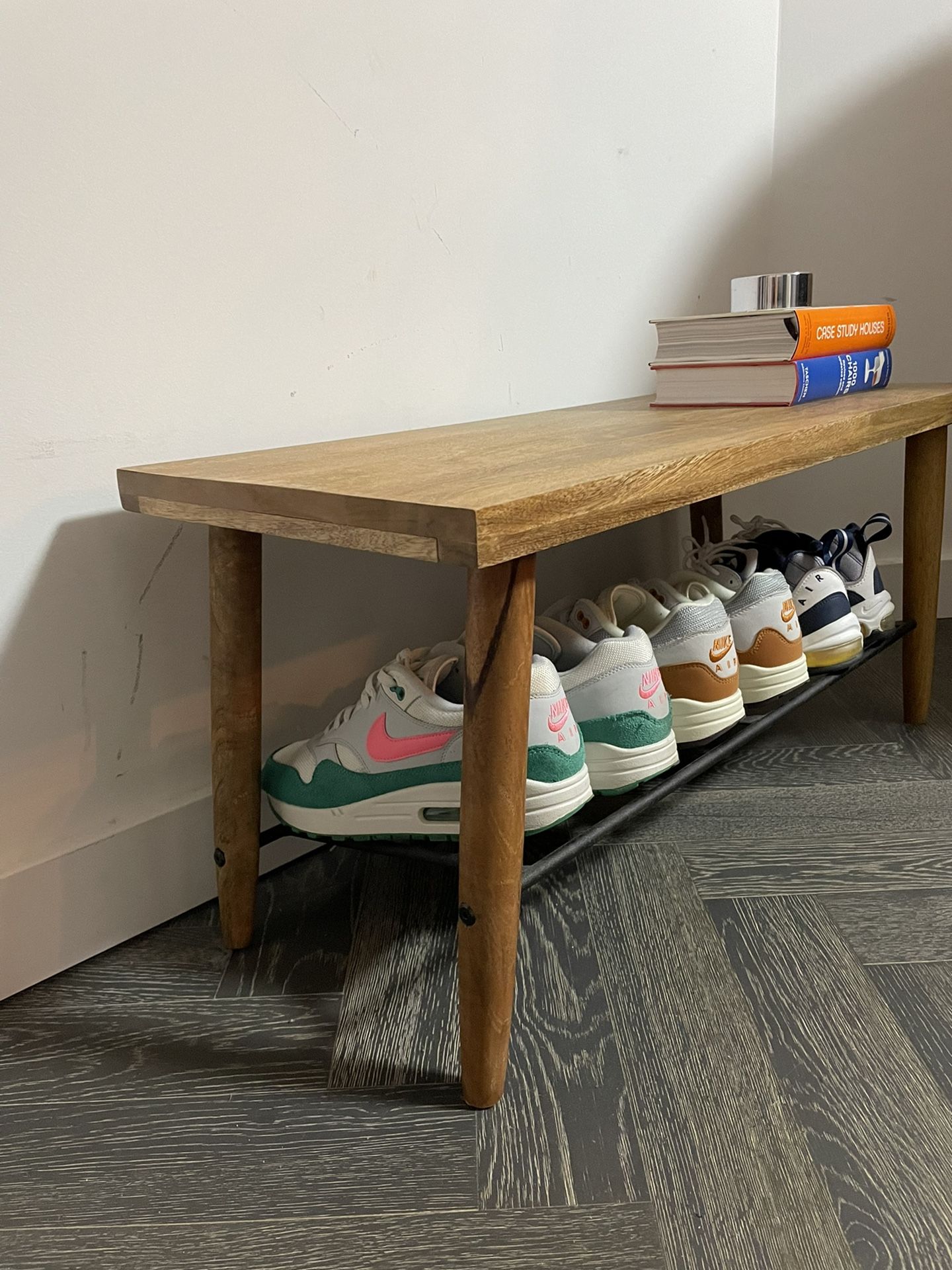 Lucy Mango Wood Shoe Rack with Bench