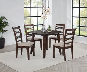 NEW 5 PC ROUND Wood Drop Leaf Table Chairs Dining Room Set $10 DOWN
