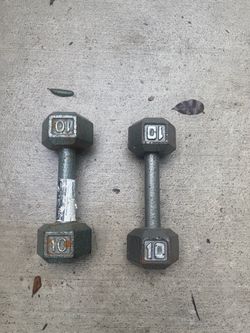 10 lb Cast Iron Hex Dumbbells Pair