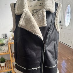 Black Faux Leather Vest. New With Tag