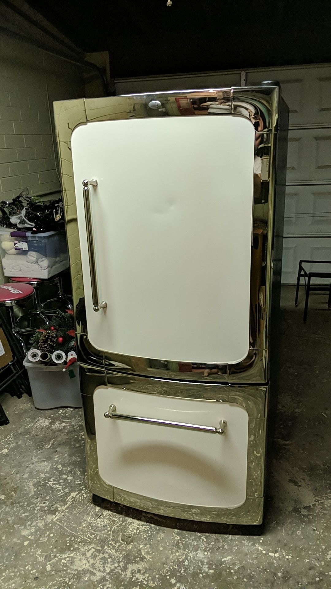 Heartland Appliances Retro Refrigerator Freezer White and Stainless Steel 30"W x 66"H x 32"D