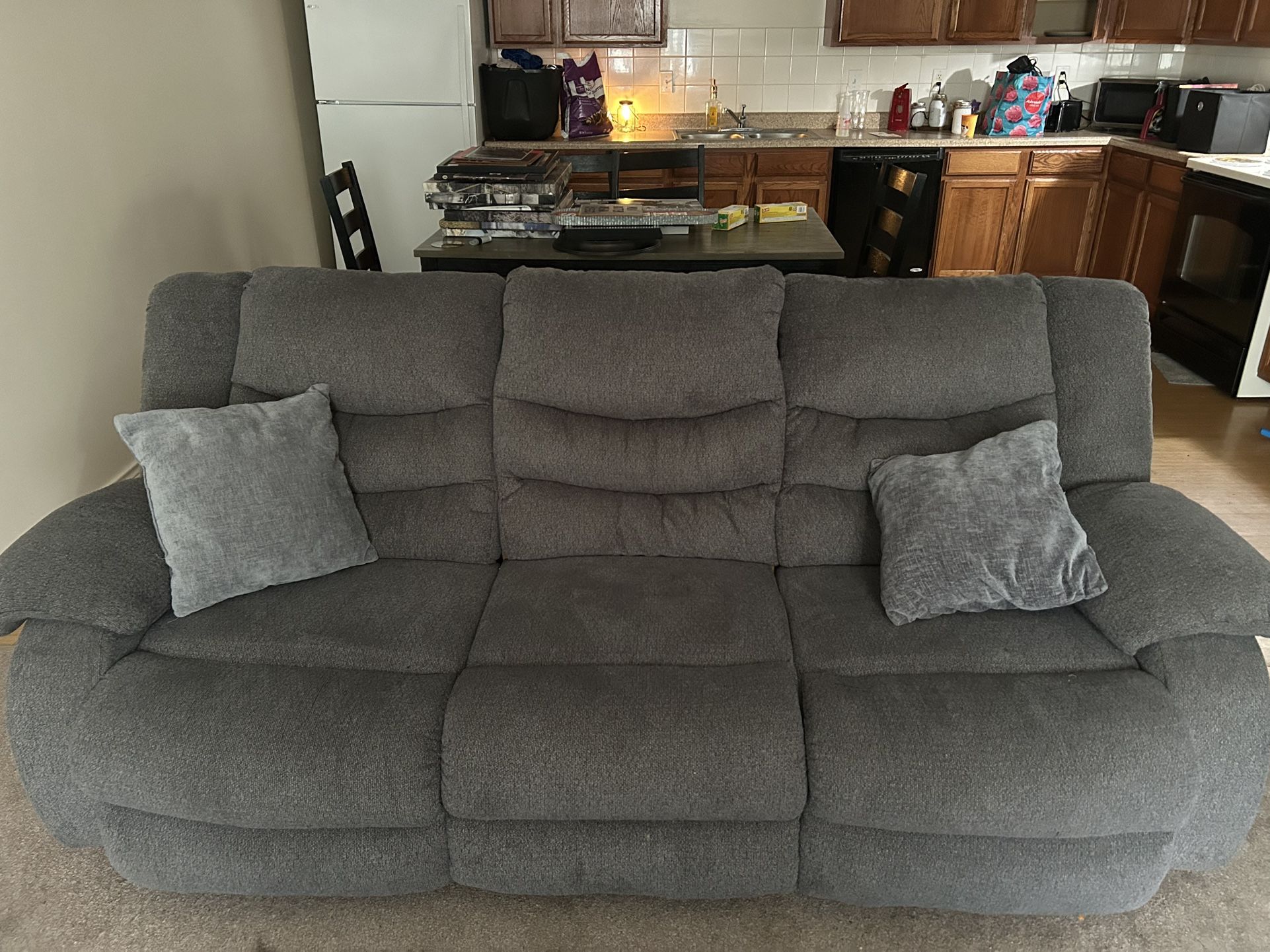 Gray Blue  Recliner, Couch, And Loveseat