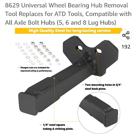 Universal Wheel Bearing Hub Removal Tool Replaces for ATD Tools Compatible with All Axle Bolt Hubs (5 6 and 8 Lug Hubs)
