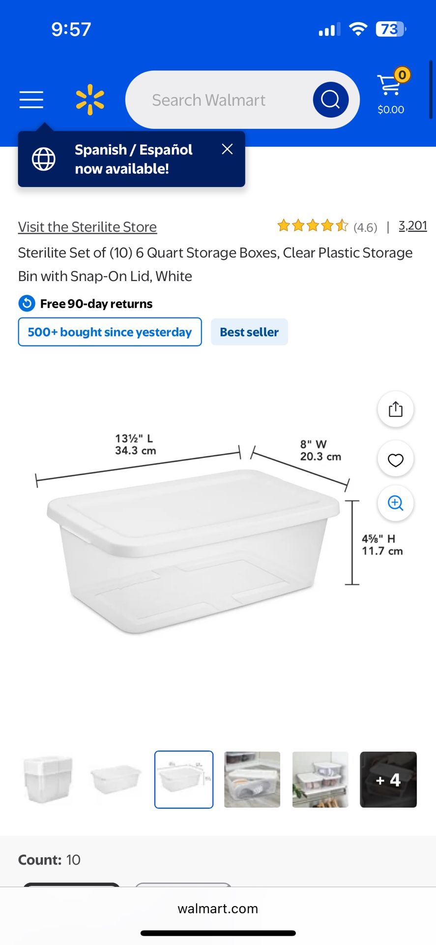 6qt Storage container w lid. x 16