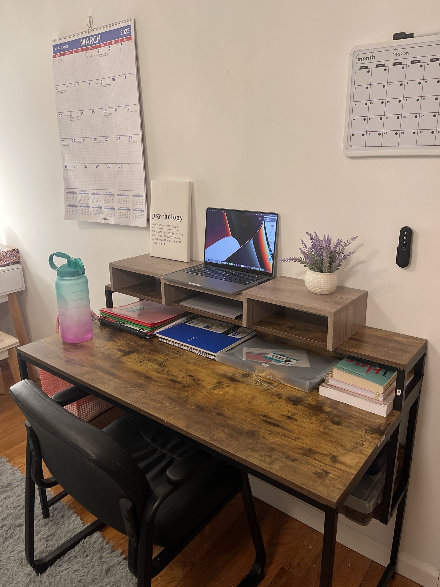 Rustic Wood Computer Desk with Storage Hutch – Modern Study Table (Chair Not Included)
