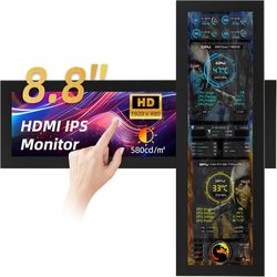 iPitstBit 8.8 Inch Touchscreen Monitor, 1920x480 PC Temperature Display, PC Sensor Panel Display