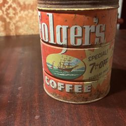 Vintage Folgers Coffee Can 7 Cents Off Regular Price 1950’s *FINAL MARKDOWN*