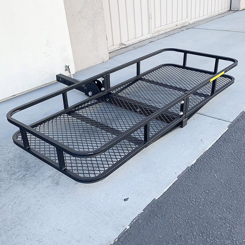 New in box $125 Heavy Duty 60x25 Inch Folding Cargo Rack Carrier 500 Lbs Capacity 2 Inch Hitch Receiver Luggage Basket
