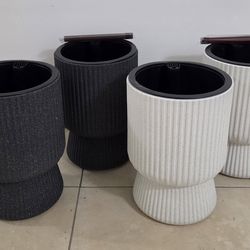 *** REDUCED *** PAIRs of 15" Gray / White Resin Planters @ Lasting Creations