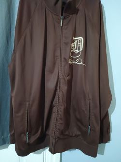 Brown Full-Zip Track Jacket with Embroidered Logo
