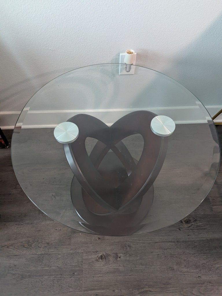 Glass and Wood Side Table