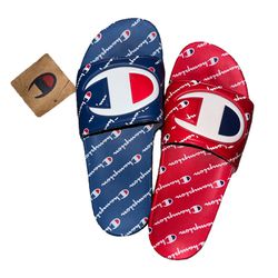 Men's Champion IPO Repeat Slide Sandals Red-Blue  Size 9