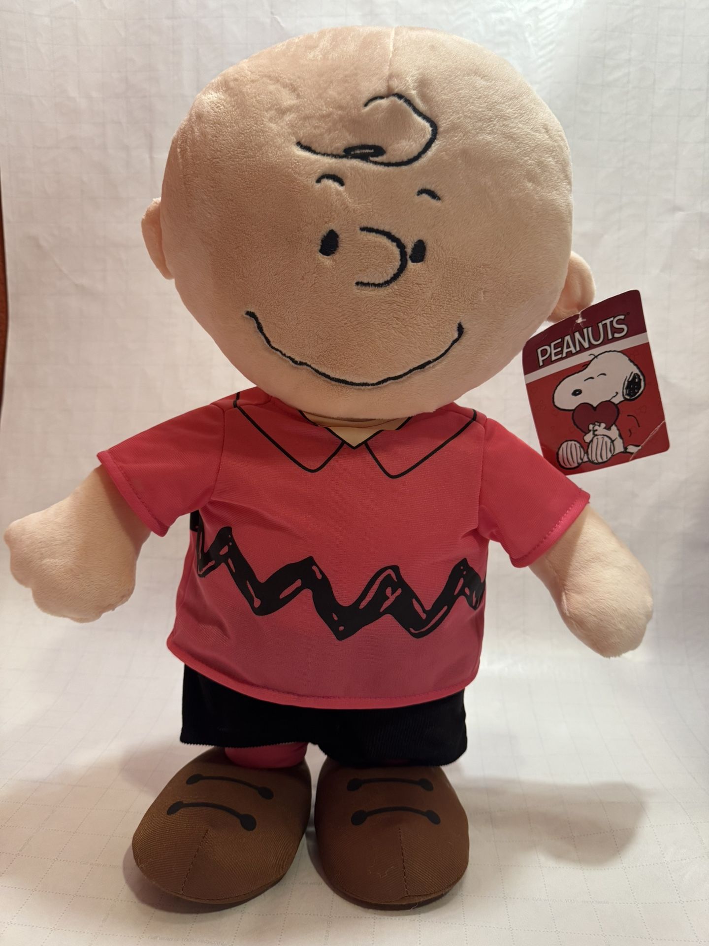 Dan Dee Peanuts Charlie Brown Greeter 22” W Tags Valentine Plush Stands On Feet
