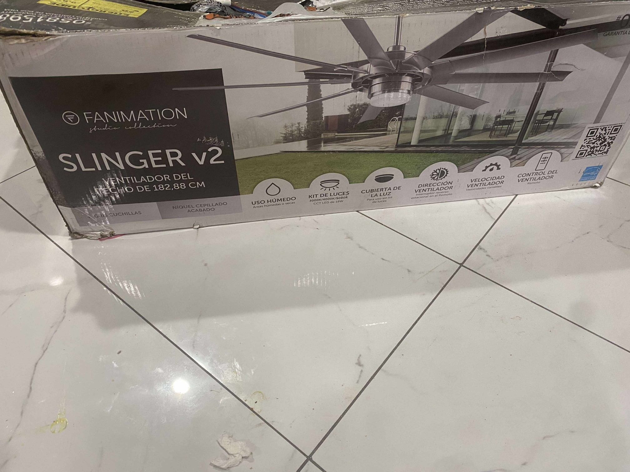 Fanimation Studio Collection Slinger V2 72" Ceiling Fan W/ Light,