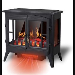 R.W.FLAME Electric Fireplace Infrared Stove Heater, 23" Freestanding Fireplace Heater, 3D Realistic Flame Effects, Adjustable Brightness and Heating M