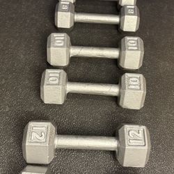 Cast Iron Hex Dumbbells 4 Begginers. 5s, 8s, 10s, 12s pounders. Brute 70#