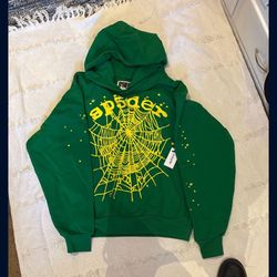 Green And Yellow Sp5der Hoodie