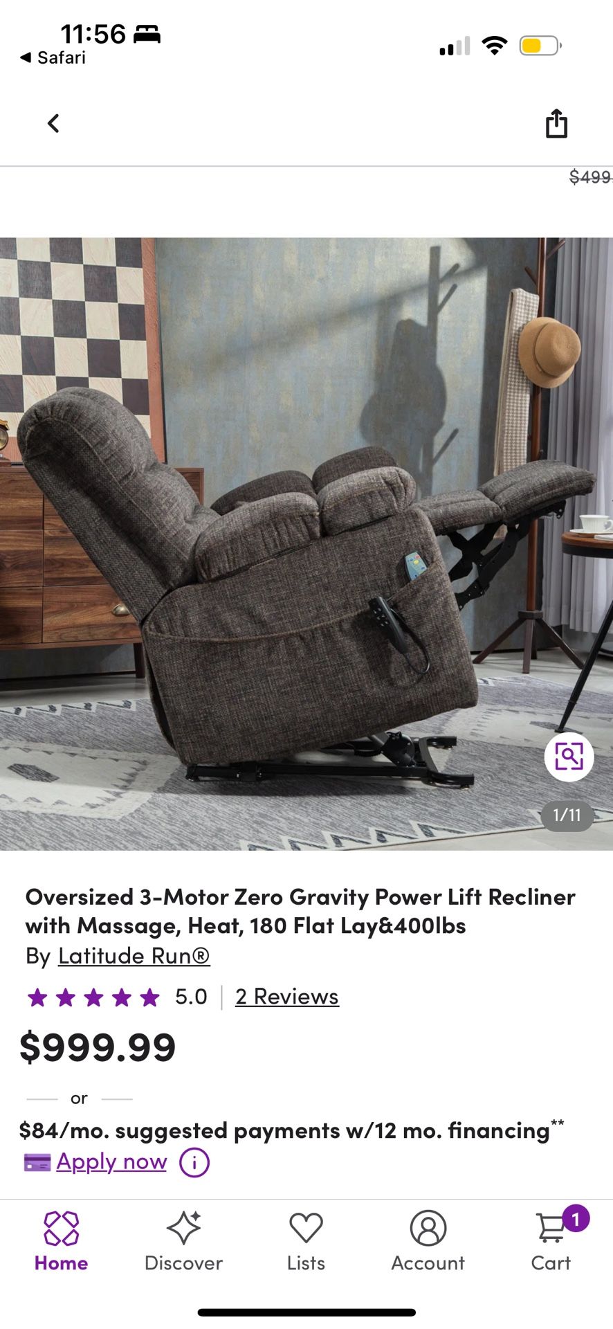 New in Box Grey Recliner