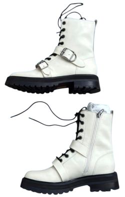 NEW Dolce Vita Ronson Combat Boots Women’s 8.5 Ivory Lace Up Lug Sole Ankle Boot