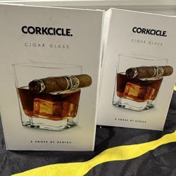 Corkcicle Brand Whisky Glass With Cigar Rest Set Of 2