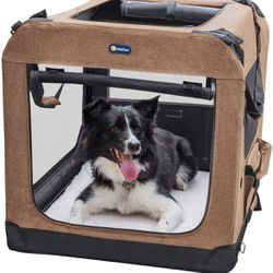 Veehoo Folding Soft Dog Crate, 3-Door Pet Kennel for Crate-Training Dogs, 5 x Heavy-Weight Mesh Screen, 600D & 1200D Oxford Fabric, Indoor & Outdoor U