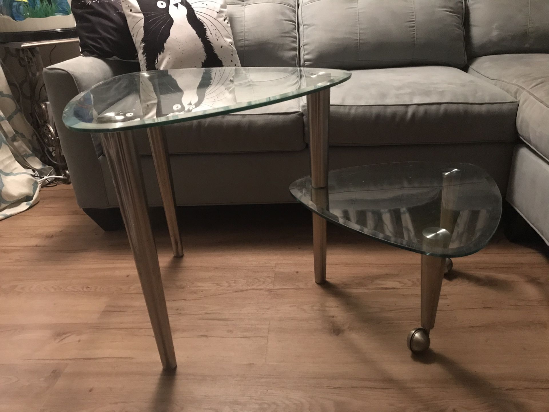 Unique contemporary glass nesting table