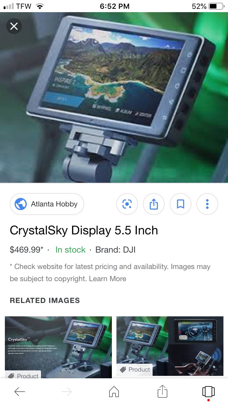 Crystal sky 5.5” 4K display monitor for DJI drones.