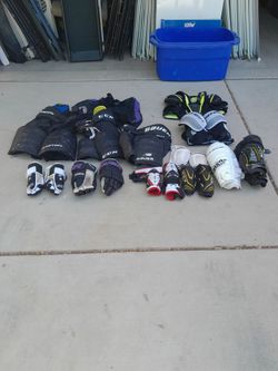 Used Hockey Equipment Sticks $10-$20 each, Pads Gloves Pants $3-$12 each See All Photos Read Description